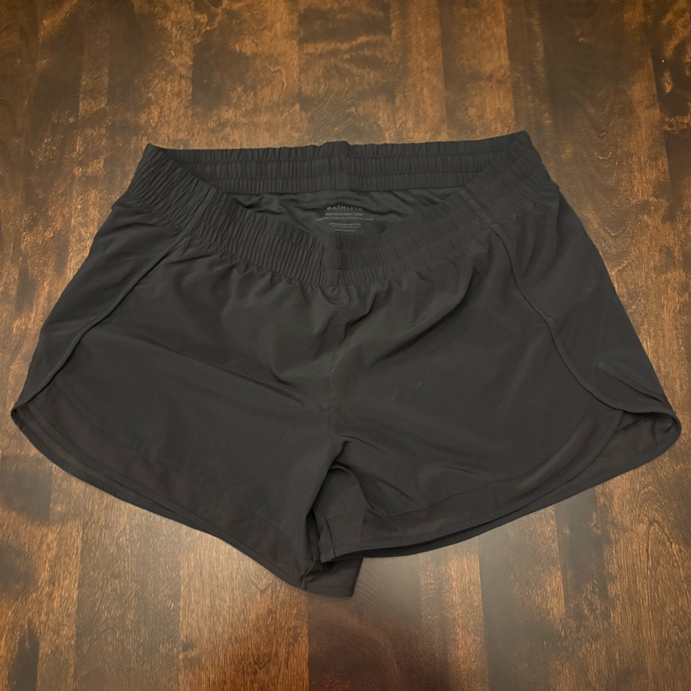 Athleta Black Mesh Racer Run 4” Short